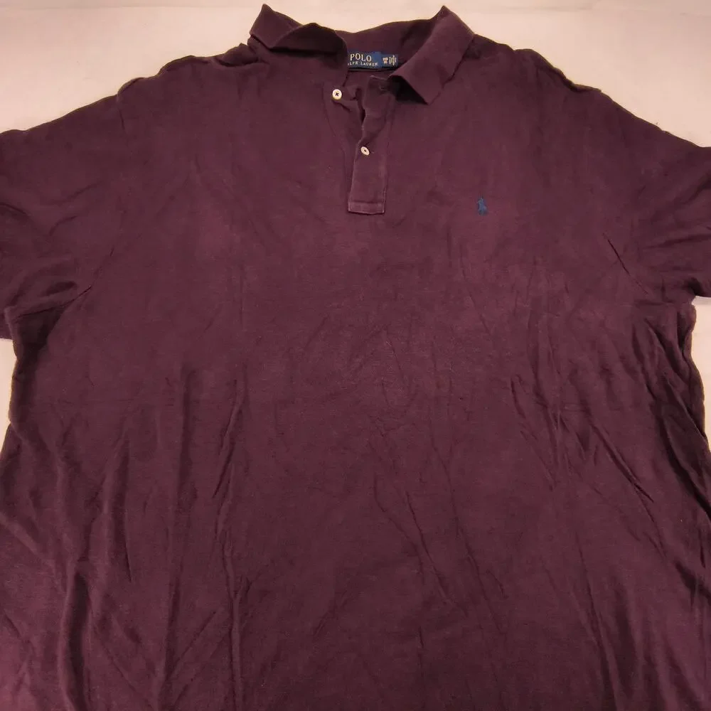 Polo Ralph Lauren Short Sleeve Collared Polo Shirt Mens Size 3XB Maroon Blue